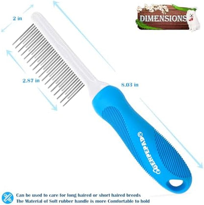 GENPEPADO Grooming Comb for Dogs and Cats with Long & Short Stainless Steel Metal Fine Teeth for Detangling Matted Hair - Pet Detangler Comb for Removing Tangles, Knots, Loose Fur from The Undercoat - Image 3
