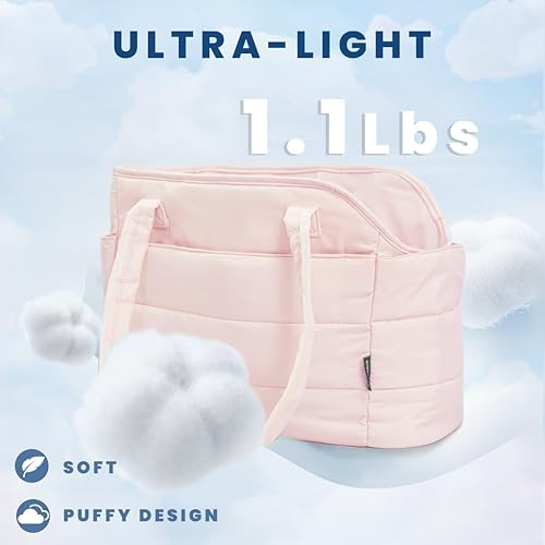 Lightweight Puffy Dog Purse Carrier for Small Dogs, Pink - Image 2