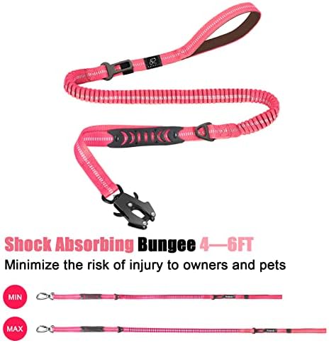 Raipult Tactical Shock Absorbing Bungee Dog Leash Heavy Duty, 4-6ft, Pink - Image 4