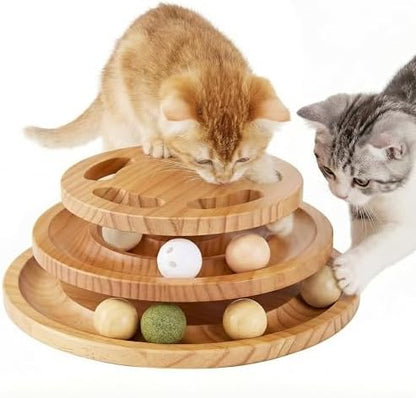 ZOMISIA Cat Ball Track Toy with Puzzle Top, Extra Large Wooden Cat Toys by Zomisia