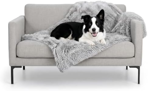 Furhaven Waterproof Throw Blanket for Dogs & Indoor Cats, Washable - Shaggy Plush Calming Long Faux Fur & Velvet Dog Blanket - Mist Gray, Large by FurHaven
