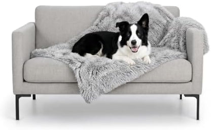 Furhaven Waterproof Throw Blanket for Dogs & Indoor Cats, Washable - Shaggy Plush Calming Long Faux Fur & Velvet Dog Blanket - Mist Gray, Large by FurHaven