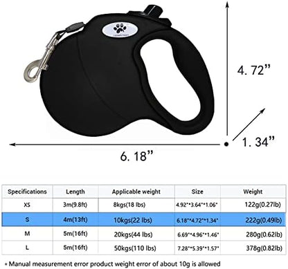 13 ft Retractable Dog Leash for Large Dogs up to 26 lbs,Tangle-Free Nylon Tape,Black S - Image 2