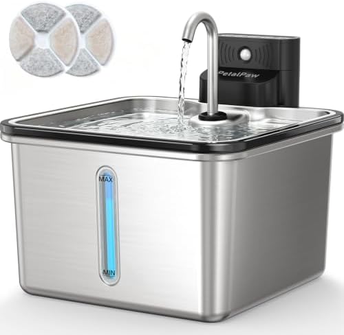 Wireless Cat Water Fountain, Water & Battery Separation, Faucet Design by PETALPAW