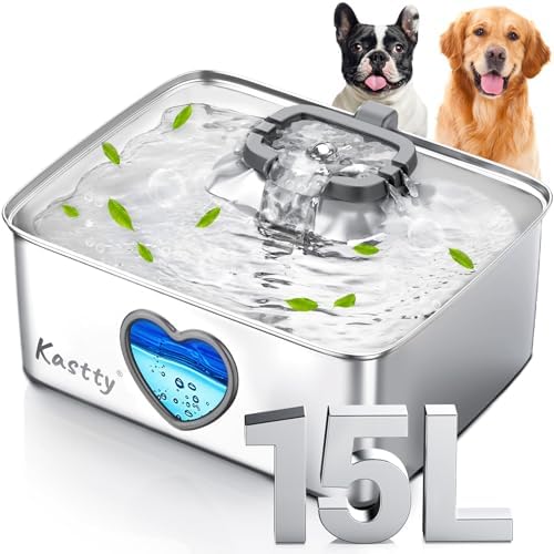 Kastty 4Gal/15L Stainless Steel Dog Water Fountain for Pets, Inside, FS80 by KASTTY