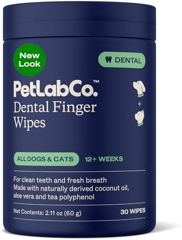 PetLab Co. Dental Finger Wipes for Dogs, Teeth Cleaning, 30 Wipes by PetLabCo