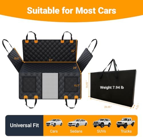Large Dog Car Seat Cover for SUV Back Seat, Hard Bottom Back Seat Extender Adds 40% More Space, 400LB Anti-Sag Support, Waterproof Dog Hammock with Mesh Window, Half Fold Design - Image 6