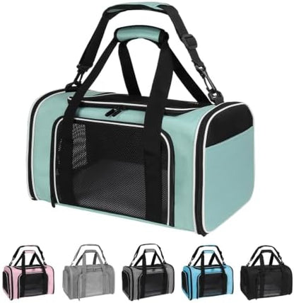 Carriers Soft-Sided Large Pet Carrier for Cats Dogs Small Animals Up to 25Lbs,Top Load Carrier,Ventilated Design,Portable Cat Carrier Airline Approved(X-Large,Green) by Yipincover