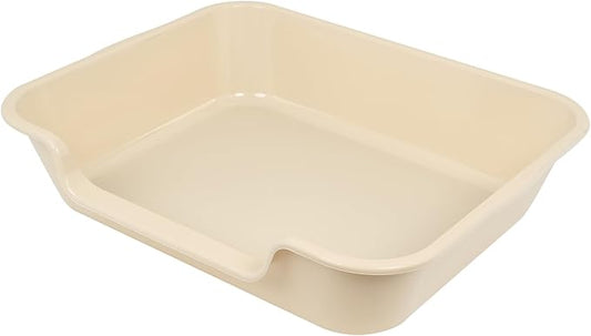 1 Pack of Extra Large Cat Litter Box (ABS Material), Low Entry Senior Litter Pen for Geriatric Kitty Big Cats, Jumbo Pet Safe Litter Boxes Tray for Pets Potty (Beach Sand, 24" L x 20" W)