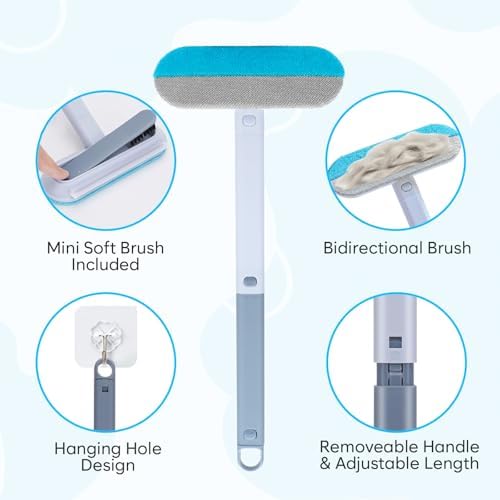 Pet Hair Removal Tool, Reusable Pet Hair Remover for Furniture, Couch, Carpet & Bedding, 17.3" Handle, Wide 7.3" Head, Mini Detail Brush, Easy Clean - Image 7