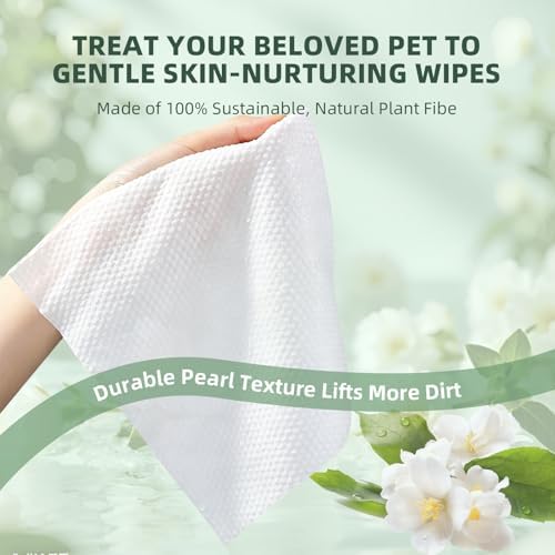 IMMHABI 100 Count Dog Wipes for Paws and Butt Hypoallergenic Pets Cleansing & Deodorizing Hygienic Puppy Wipes for Dogs Face and Body Wipes Cleaning Fur Doggie Wipes Doggy Wipes (White Tea) - Image 5