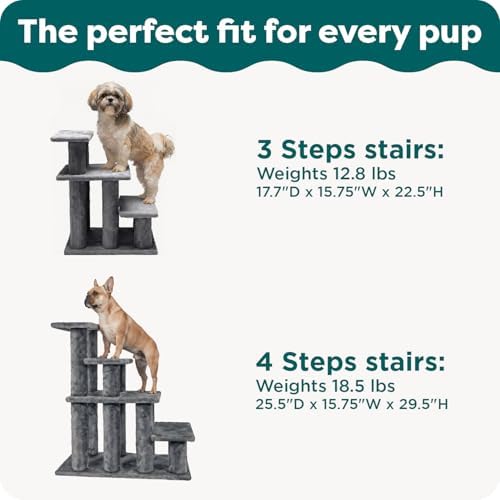 Furhaven Steady Paws Multi-Step Pet Stairs for High Beds & Sofas - Cream, 3-Step - Image 5