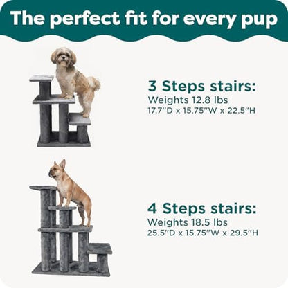 Furhaven Steady Paws Multi-Step Pet Stairs for High Beds & Sofas - Cream, 3-Step - Image 5