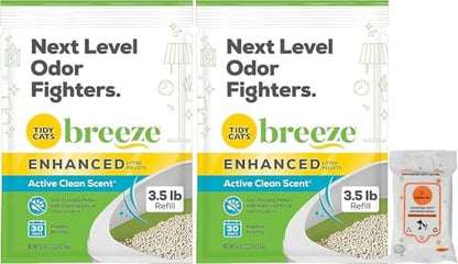 (2 Pack) Cat Breeze Enhanced Active Clean Scent Cat Litter Pellets, Refill 3.5 lb with Aurora Pet Wet Wipes by AuroraPet%C2%AE