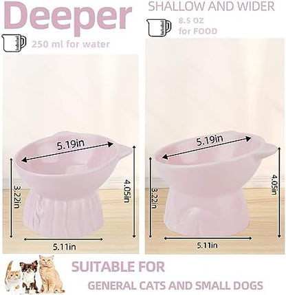 Elevated Cat Bowls 2-Pack, Ceramic Raised Cat Food & Water Dishes - Extra Wide & Shallow Whisker-Friendly Design, Anti-Vomit & Easy Digestion, Lead/Cadmium-Free, Microwave & Dishwasher Safe (Pink) - Image 2