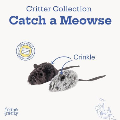P.L.A.Y. Cute Plush Cat Toys - Feline Frenzy Animal Critter Themed Catnip Filled Toy, Great for Adult Cats and Kittens - Machine Washable, Recycled Materials, Crinkles (Catch a Meowse, Set of 2) - Image 2
