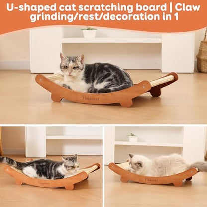 Sisal Cat Scratcher Bed, Beech Wood Cats Hammock,Cat Scratch Pad Indoor cat Toy,Durable Cat Scratching Post, Furniture Protector for Cats' Clawing and Play - Image 6
