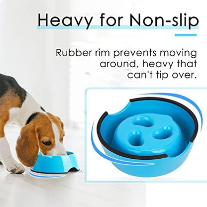 SUPERDESIGN Slow Feeder Dog Bowl Cat Bowl 1/2 Cup Slow Feeding Dog Bowl for Small Medium Breed Anti Gulping Healthy Eating Interactive Bloat Stop Alternative Non Slip Puzzle Dog Food Bowl, Blue - Image 5