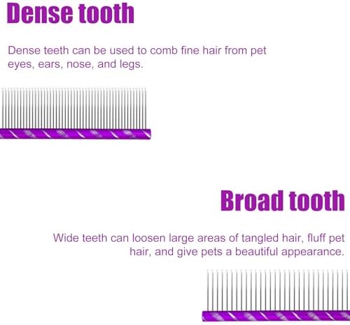 Fearless Alpaca Metal Pet Comb for Grooming Cats and Dogs (Purple) - Purple, Blue, Red, and Gold Colors Available - 8 Inch Length - Rounded Spine - Great Tool for Mats and Shedding - Image 5