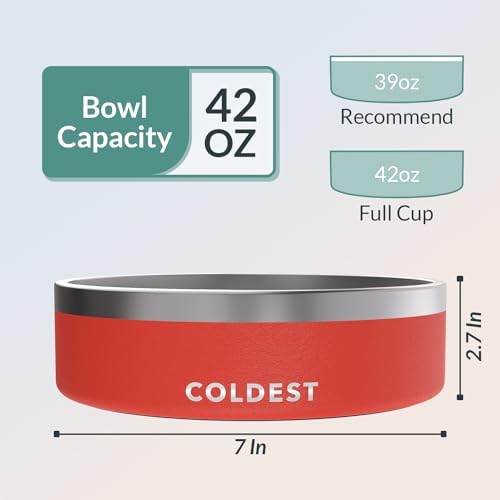 Coldest Dog Bowl - Anti Rust Metal, Non Slip, 3 Layers Insulated Stainless Steel Dog Bowls - Spill Proof & Heavy Duty - Water Bowl for Dogs, Cats & Pets, Dish Washer Safe (42 oz, Crimson Red) - Image 4