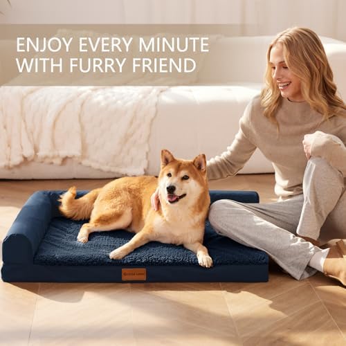 Patas Lague Orthopedic Medium Dog Bed Washable Pet Sofa Bed 30X20 Navy Blue - Image 2