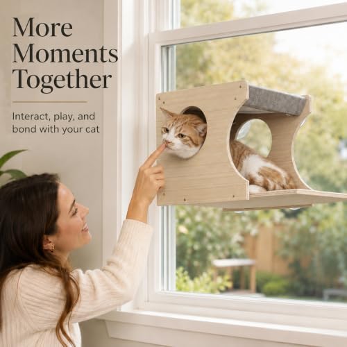 Cat Window Perch，2-Tier Hammock & Hideaway House with Strong Suction Cups - Image 4