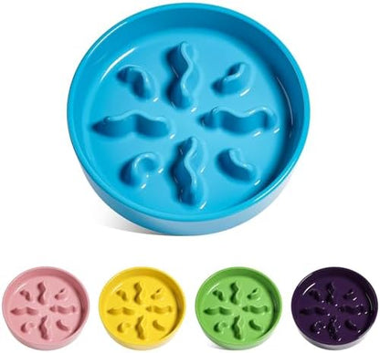 LE TAUCI PET Ceramic Slow Feeder Dog Bowls Small Breed, 0.5 Cups Dog Food Dish for Fast Eaters, Puzzle Bowl for Small Dogs and Cats, 5.5 Inch-Blue by LETAUCIPET