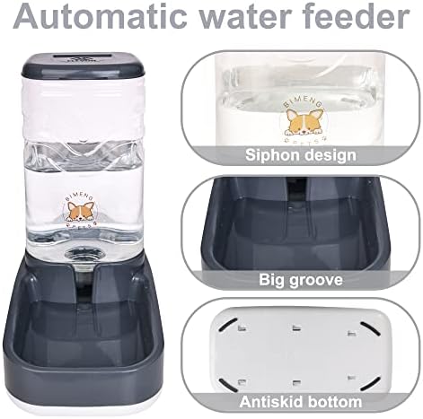 Elevon Automatic Cat Feeder, Gravity Food and Water Dispenser Bowl Set for Small Medium Dogs Animals, Pet Feeder Dispenser Storage Food, 3.8L Large Capacity, Gray - Image 4