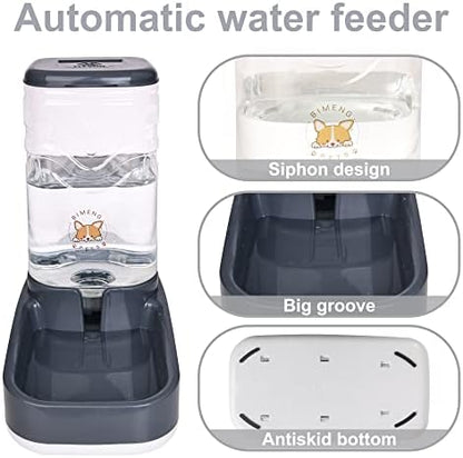 Elevon Automatic Cat Feeder, Gravity Food and Water Dispenser Bowl Set for Small Medium Dogs Animals, Pet Feeder Dispenser Storage Food, 3.8L Large Capacity, Gray - Image 4