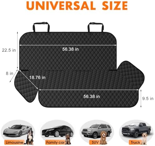 Waterproof Dog Backseat Cover for Cars, Non-Slip Pet Seat Protector, Black - Image 2