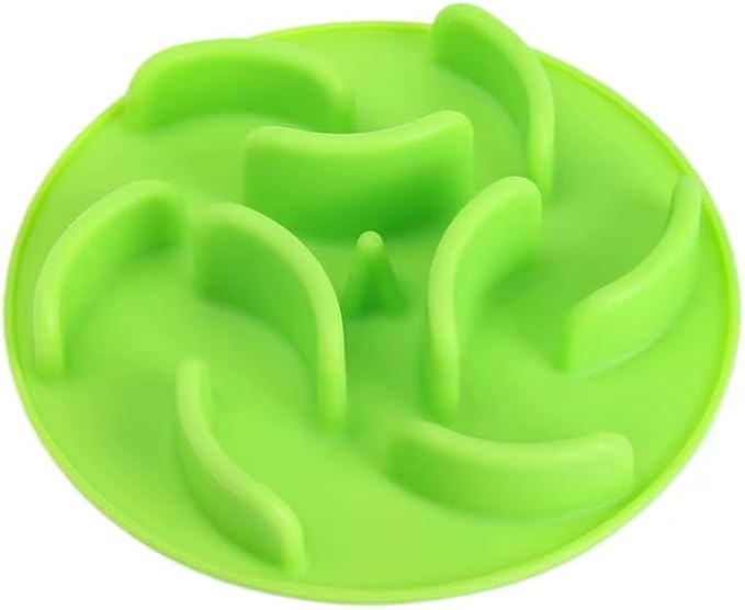 Oak & Tail Slow Feeder Dog Bowl with Removable Silicone Insert, 2-in-1 Pet Food Water Bowl, Anti-Gulping Design for Healthy Eating, Gray, Green