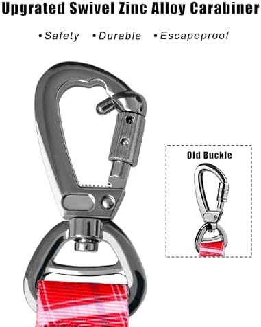 Hotsky Tactical Bungee Shock Absorbing No Pull Dog Leash,Red Plaid,4-6FT - Image 3