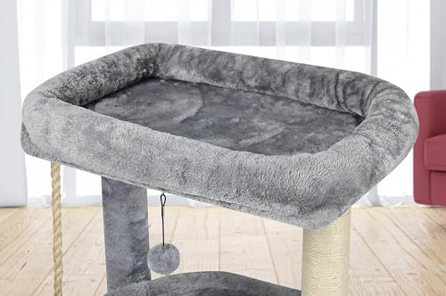 Wang Xin Four Layer Big Cat Tree with Huge Cat Condo and Two Hammocks Scratch Pad,Grey - Image 6