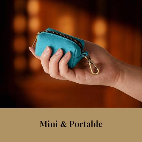 Didog PU Leather Dog Poop Bag Holder, Easy-Pull with Metal Clip, Light Blue - Image 3