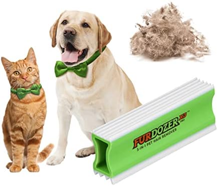 FurDozer Pet Hair Remover & Auto Detailing Tools - Cat & Dog Hair Remover for Carpets, Car Interiors, Couches, Bedding, & Pet Furniture (Green, X3 PRO - 5" Long) by NeaterPetBrands