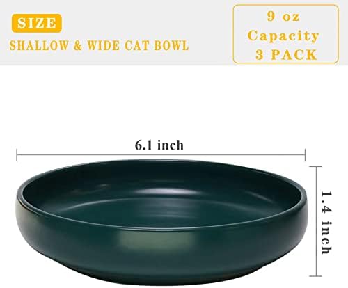 Ceramic Cat Bowls,Shallow Cat Dishes for Food and Water, 6 inch Matte Finish Wide Cat Food Bowl,Whisker Fatigue Free Pet Puppy Kitten Bowl Set of 3,Dishwasher Safe - Image 3