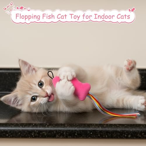 5 Pcs Cat Toys Rose Red Fish, Premium Cat Wand Toy Accessories with Ribbons Catnip Toys for Indoor Cats Exercise and Play - Image 3