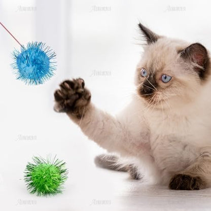 AUEAR, 20 Pack Sparkle Balls 1.5 Inches Tinsel Poms for Cats Pets Assorted Colors - Image 7