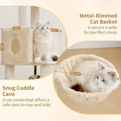 Heybly Cat Tree, 45.3" Cat Tower for Indoor Cats with Large Perch HCT202SM - Image 5