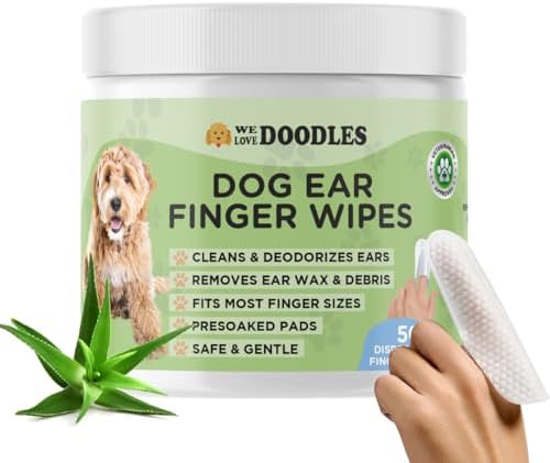 Dog Ear Wipes, Pre-Soaked Finger Pads, Safe, Gentle & Deodorizing, 50 PCS by WeLoveDoodles