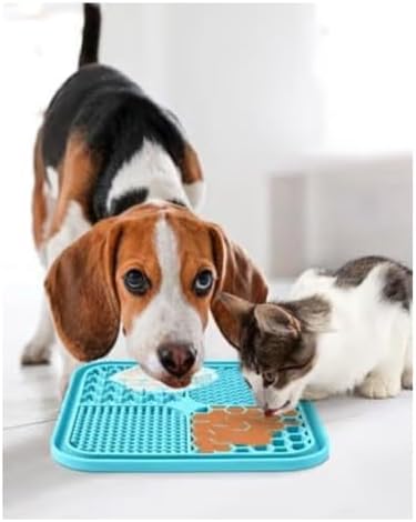 Dog, cat Silicone Food Grade Licking mat Slow Feeder Great for Yogurt,Peanut Butter Cold Smear Treats (Black, Medium) - Image 4