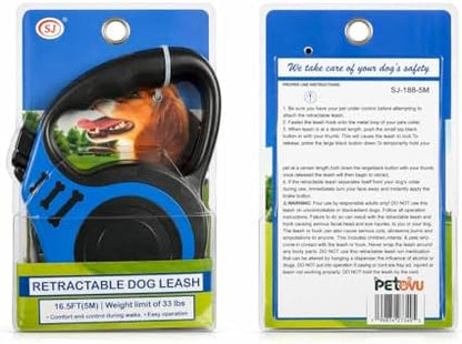 Retractable Dog Leash Features a Durable 16.5 ft (5 m) Tape for Pets up to 33 lbs, with a Smooth one-Button Brake and Lock System and an Ergonomic, Anti-Slip Handle for Safe, Controlled Walks - Image 7