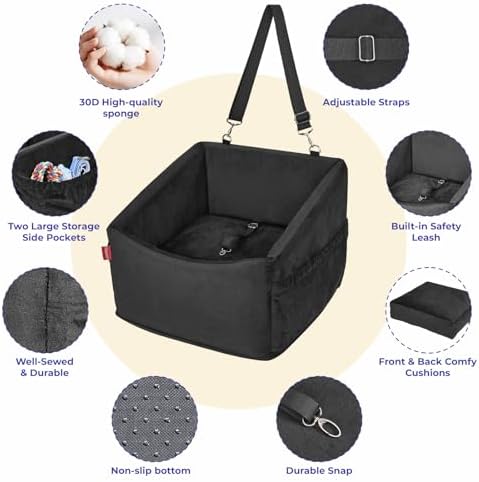 BurgeonNest Small Dog Car Seat for Dogs Up to 25 lbs (Black) - Image 5