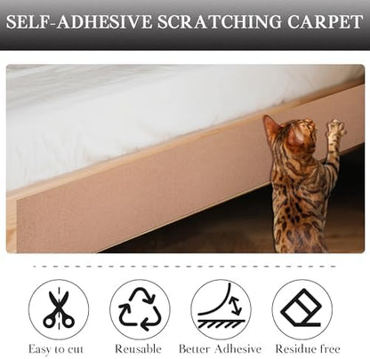 15.7'' x 23.6'' Cat Scratch Furniture Protector Cat Wall Scratcher Mat AdhesiveTrimmable Cloth Couch Anti-Scratch Cover DIY Climb Couch Protector from Claws, Replacement Pads，Beige - Image 4