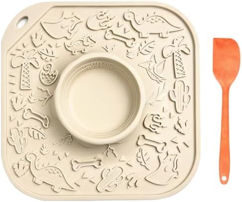Lick Mat for Dog & Cat, Durable Silicone Licking Mat with Suction Cups, Easy-to-Clean, Chew-Proof, 2-in-1 Slow Feeder Pad Bowl for Dry & Wet Food, Puppy Enrichment Toy for Anxiety Relief, Pet Grooming by Unknown