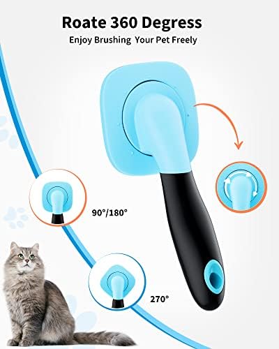 Glendan Dog & Cat Brush- Slicker Pet Brush- Shedding Grooming Tools (Blue) - Image 3