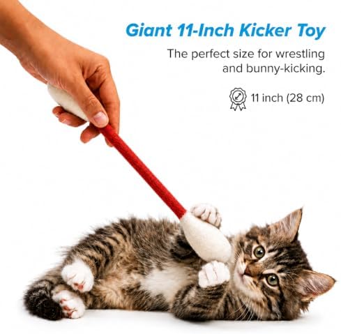 Glaciart One XXL Swabs Cat Toys with Catnip - 2 Pk | Durable for Chew, Cute Cat Toys Interactive Kitty for Boredom, Exercise, & Play | Filled w/Organic Catnip for Anxiety & as Digestive Aid - Image 2