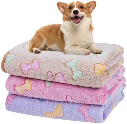 Dono 1 Pack 3 Dog Blankets, Soft Fluffy Fleece Pet Blanket Warm Sleep Mat Paw Print Design Puppy Kitten Throw Blanket Doggy Mat, Blanket for Dogs by Dono