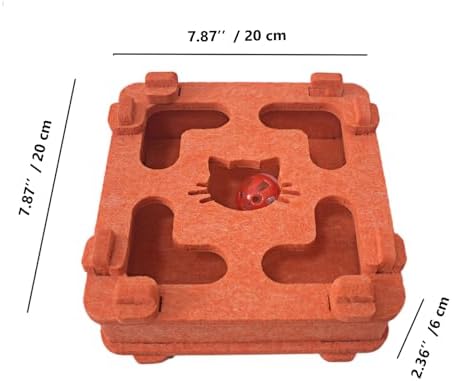 IUHKBH Cat Puzzle Toy, Soft Felt Intelligence Mind Game Track Balls Interactive Kitten Toy Puzzle Box for Indoor Cats, Easy to Assemble [Orange] - Image 2