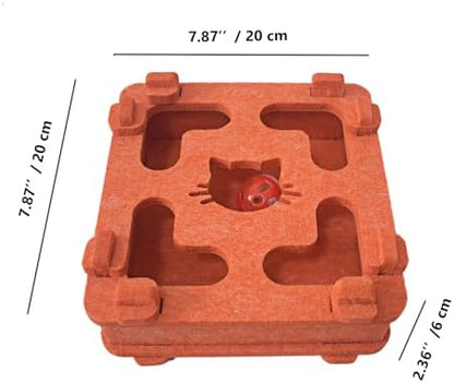 IUHKBH Cat Puzzle Toy, Soft Felt Intelligence Mind Game Track Balls Interactive Kitten Toy Puzzle Box for Indoor Cats, Easy to Assemble [Orange] - Image 2